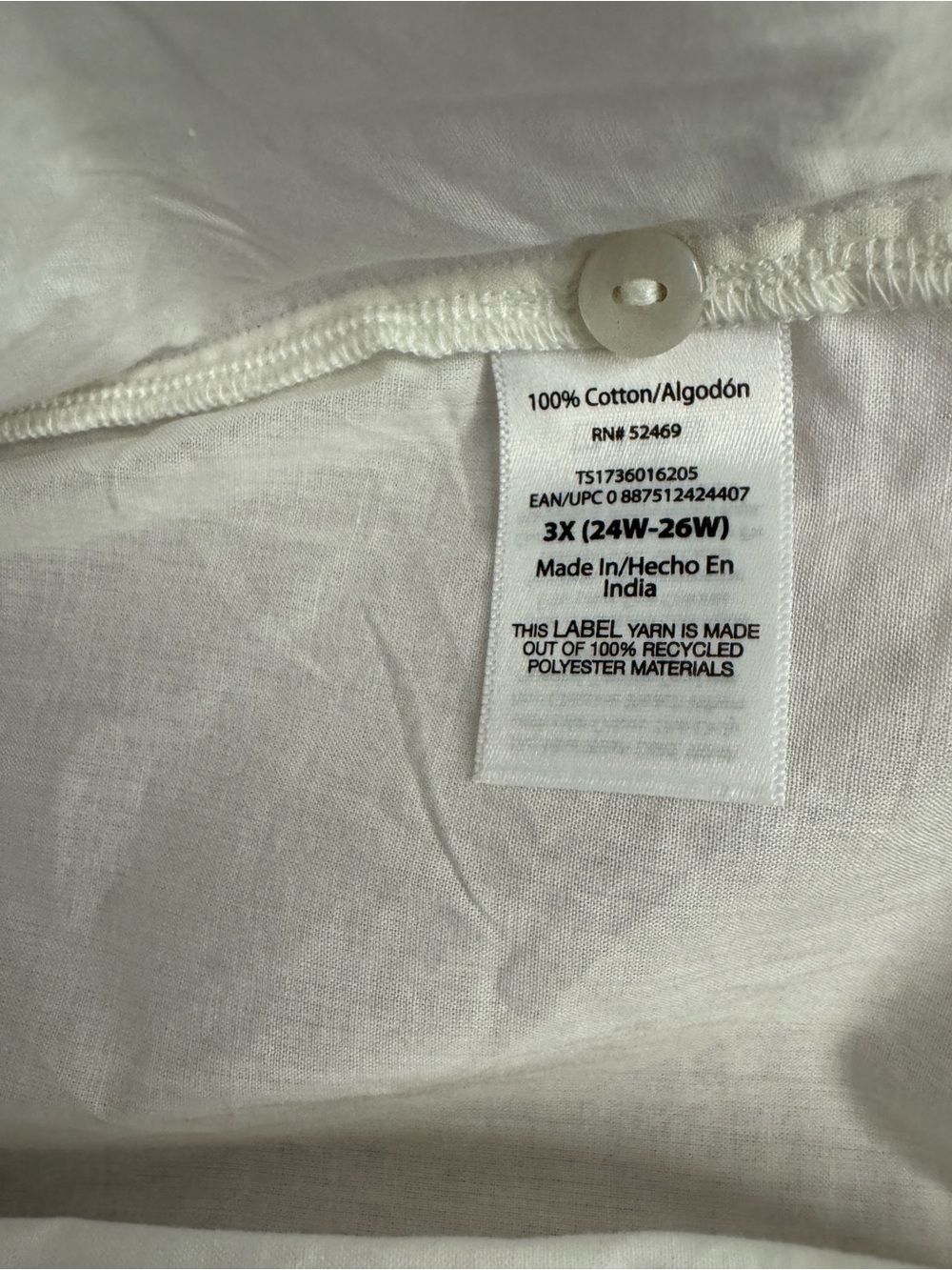 Terra & Sky 100% Cotton Button Front Blouse Smock Yoke Top 3x 24w-26w - Picture 5 of 5